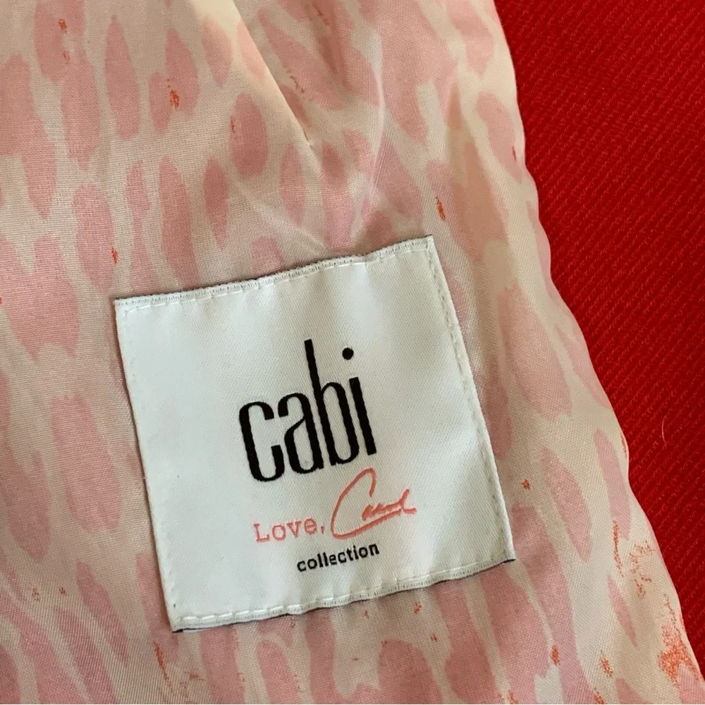 Cabi Love Carol Collection Blazer Jacket Women's Bow Beau Gold Button Red Size 6